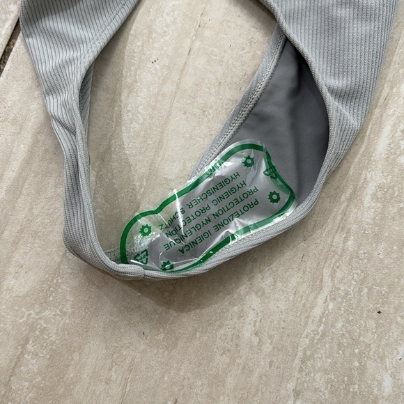 Morning Dip Silver Gray Ribbed Bikini Bathing Suit Set XS - Picture 6 of 7